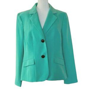 Green Blazer Suit Jacket w 2 Button Closure & Faux Pocket Embellishment
